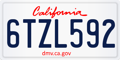 CA license plate 6TZL592