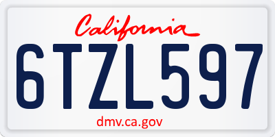 CA license plate 6TZL597