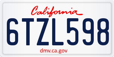 CA license plate 6TZL598