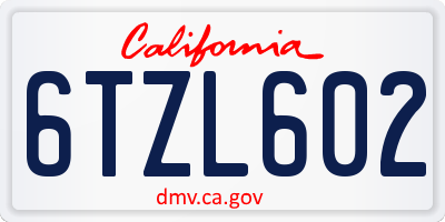 CA license plate 6TZL602