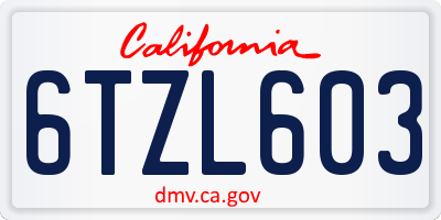 CA license plate 6TZL603