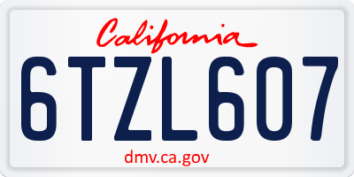 CA license plate 6TZL607