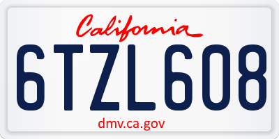 CA license plate 6TZL608