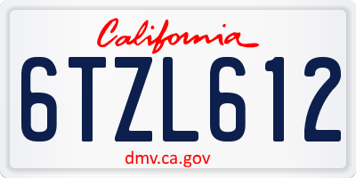 CA license plate 6TZL612
