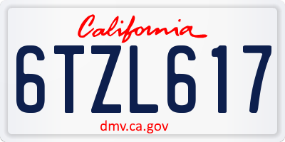 CA license plate 6TZL617
