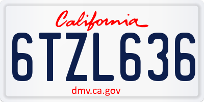 CA license plate 6TZL636