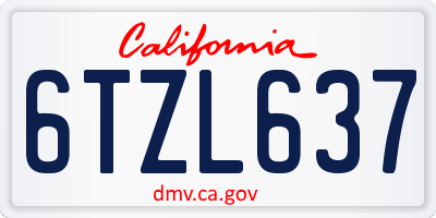 CA license plate 6TZL637