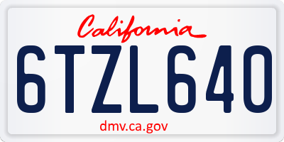 CA license plate 6TZL640