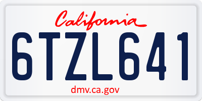 CA license plate 6TZL641