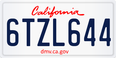 CA license plate 6TZL644