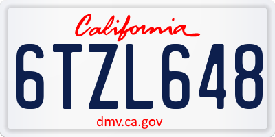 CA license plate 6TZL648