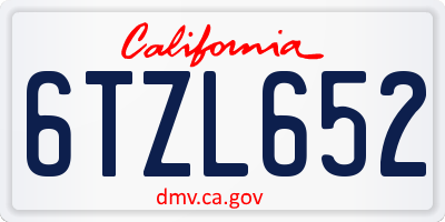 CA license plate 6TZL652