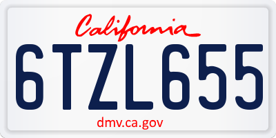 CA license plate 6TZL655