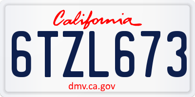 CA license plate 6TZL673