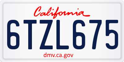 CA license plate 6TZL675