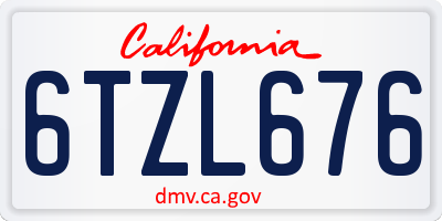 CA license plate 6TZL676