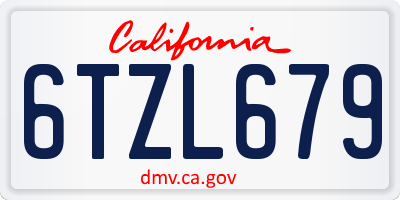 CA license plate 6TZL679