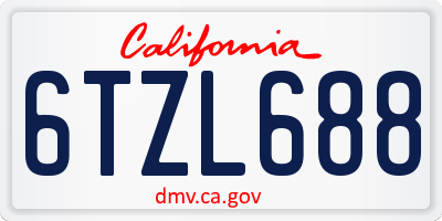 CA license plate 6TZL688