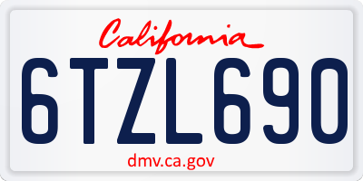 CA license plate 6TZL690
