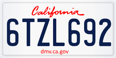 CA license plate 6TZL692