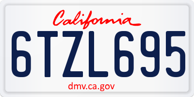 CA license plate 6TZL695