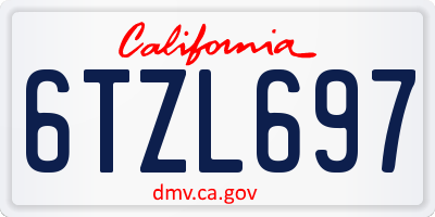 CA license plate 6TZL697