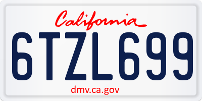 CA license plate 6TZL699