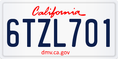 CA license plate 6TZL701