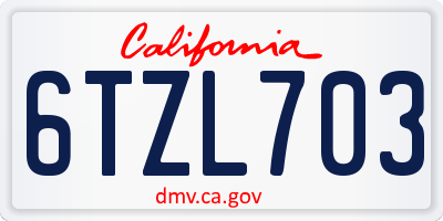 CA license plate 6TZL703