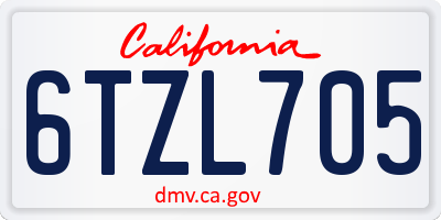 CA license plate 6TZL705