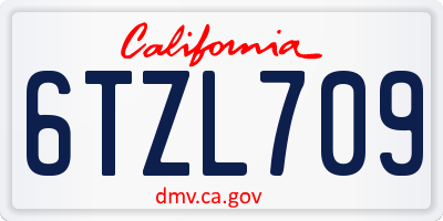 CA license plate 6TZL709