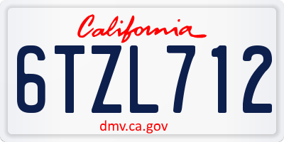 CA license plate 6TZL712