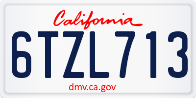 CA license plate 6TZL713