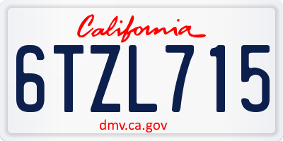 CA license plate 6TZL715