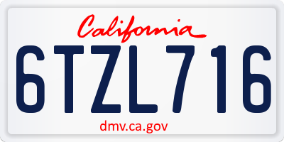 CA license plate 6TZL716