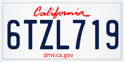 CA license plate 6TZL719