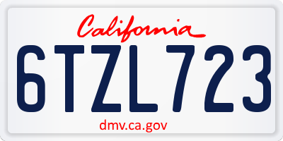CA license plate 6TZL723