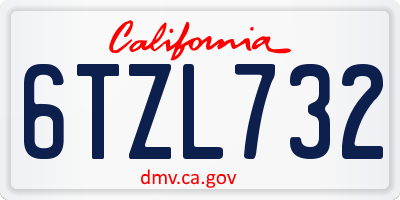 CA license plate 6TZL732