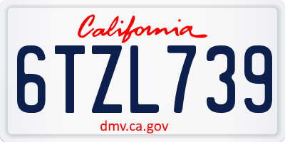 CA license plate 6TZL739