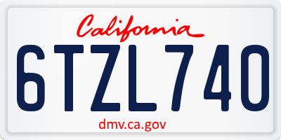 CA license plate 6TZL740