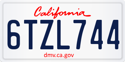 CA license plate 6TZL744