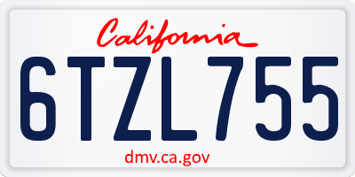 CA license plate 6TZL755