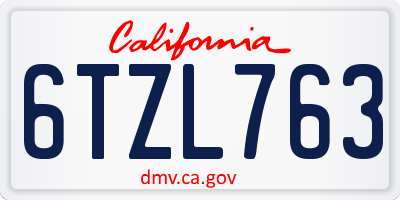 CA license plate 6TZL763