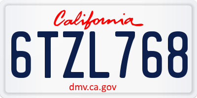 CA license plate 6TZL768