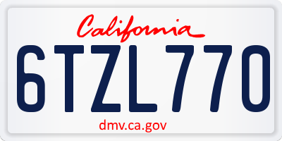 CA license plate 6TZL770