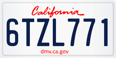 CA license plate 6TZL771