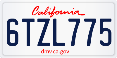 CA license plate 6TZL775