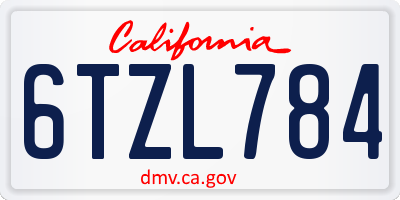 CA license plate 6TZL784