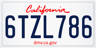 CA license plate 6TZL786