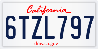 CA license plate 6TZL797